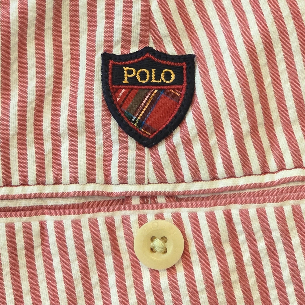 Polo Golf Men's Size 38 Coastal Red Seersucker Flat Front Shorts by Ralph Lauren - Picture 2 of 9